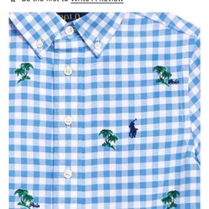 Ralph Lauren Big Boys Blue and White Checkered Shirt Embroidery Size LG 14-16